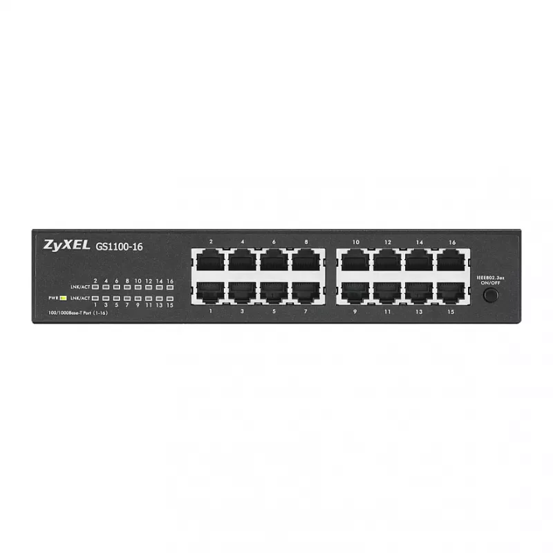 ZyXEL GS1100-16E 16 prievadų Gigabit nevaldomas metalinis jungiklis
