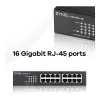 ZyXEL GS1100-16E 16 prievadų Gigabit nevaldomas metalinis jungiklis