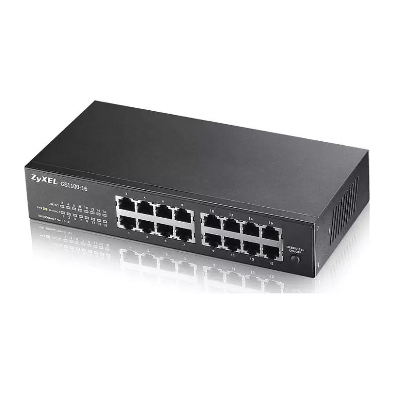 ZyXEL GS1100-16E 16 prievadų Gigabit nevaldomas metalinis jungiklis