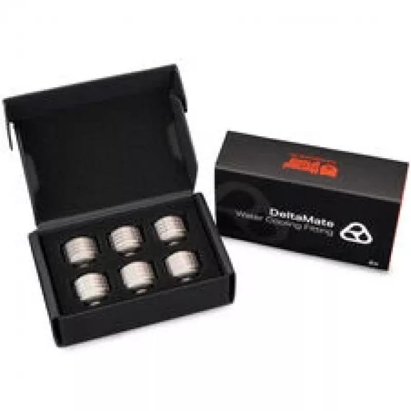 Thermal Grizzly DeltaMate Fitting HT16, nikeliuotas plienas, G1/4 inch sriegis, 6 vnt. pakuotė