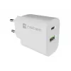 NATEC Ribera Sieninis Įkroviklis 1x USB-A + 1x USB-C 20W Baltas