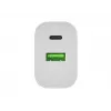 NATEC Ribera Sieninis Įkroviklis 1x USB-A + 1x USB-C 20W Baltas