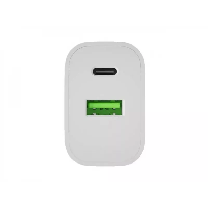 NATEC Ribera Sieninis Įkroviklis 1x USB-A + 1x USB-C 20W Baltas