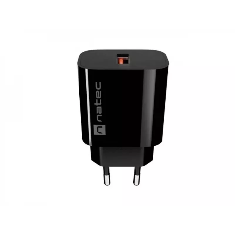 Natec Ribera USB-A sieninis įkroviklis 18W juodas