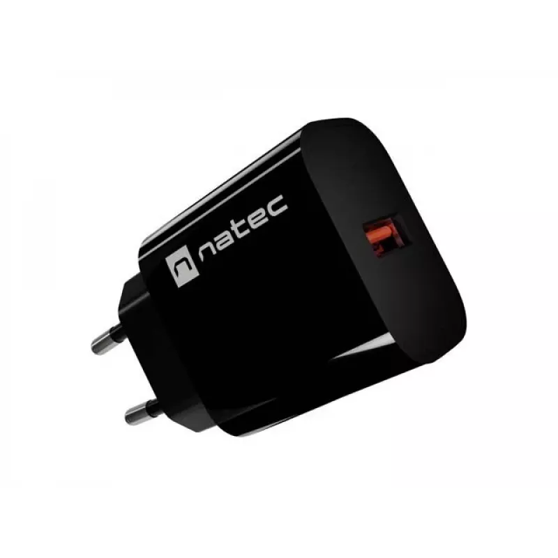 Natec Ribera USB-A sieninis įkroviklis 18W juodas
