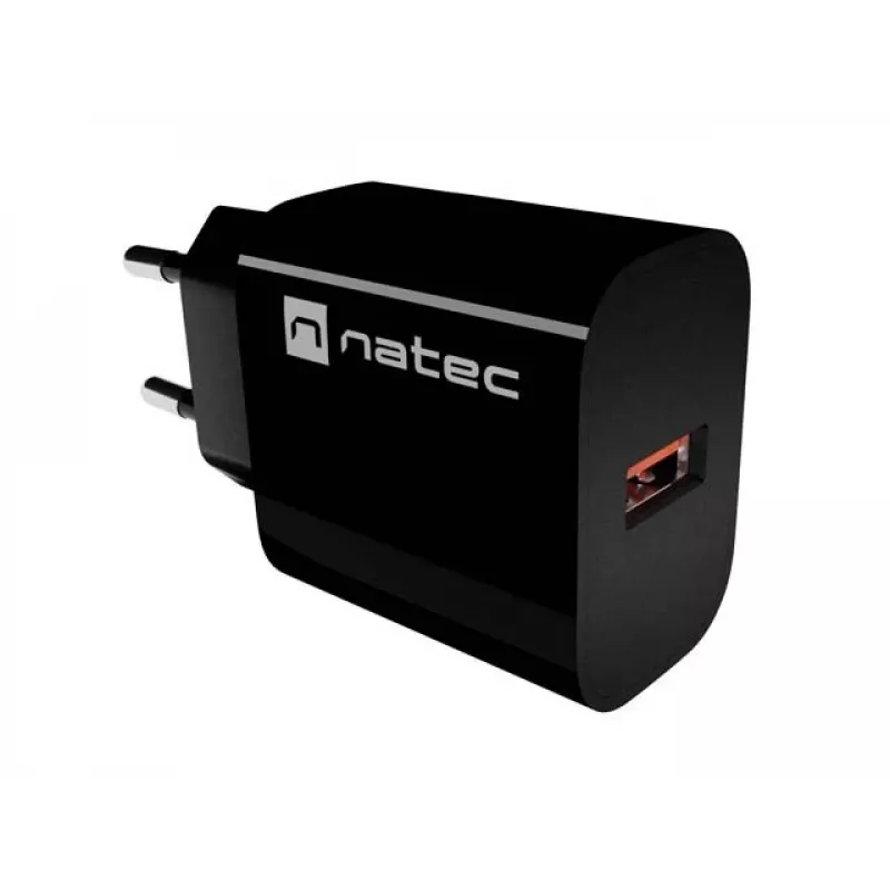 Natec Ribera USB-A sieninis įkroviklis 18W juodas