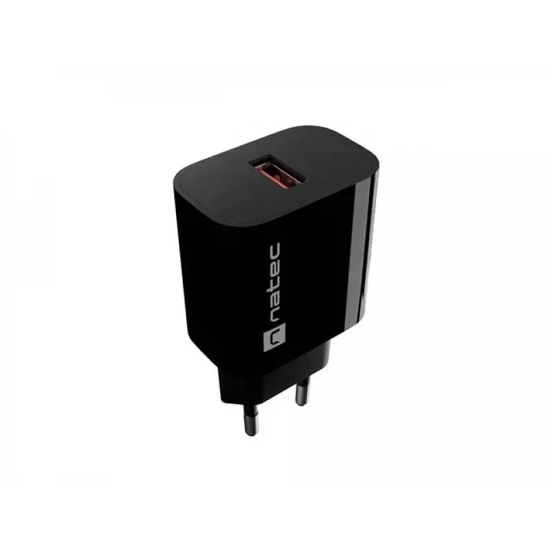 Natec Ribera USB-A sieninis įkroviklis 18W juodas