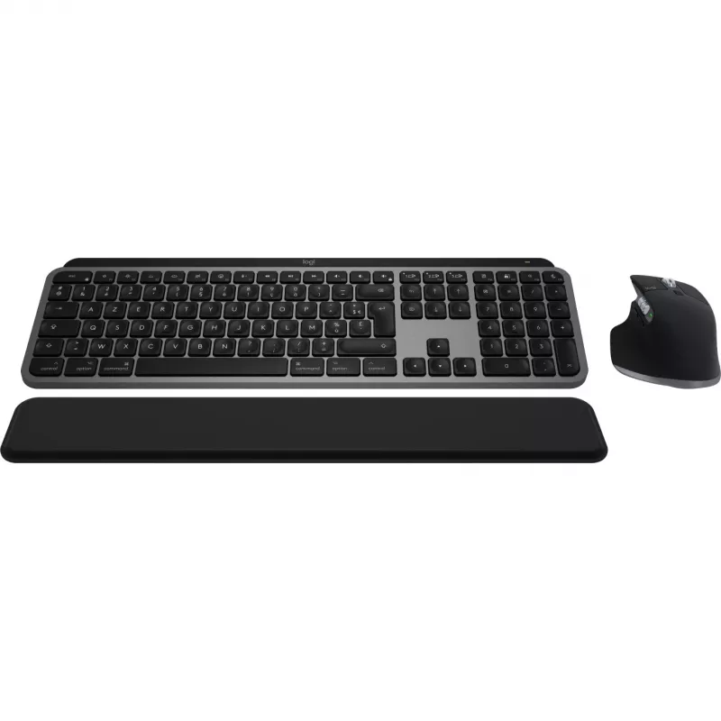Logitech Master Series MX Keys S Combo for Mac - Belaidis klaviatūros ir pelės rinkinys - Pilno dydžio - Su apšvietimu - AZERTY prancūziškas - Kosminė pilka (920-012841)