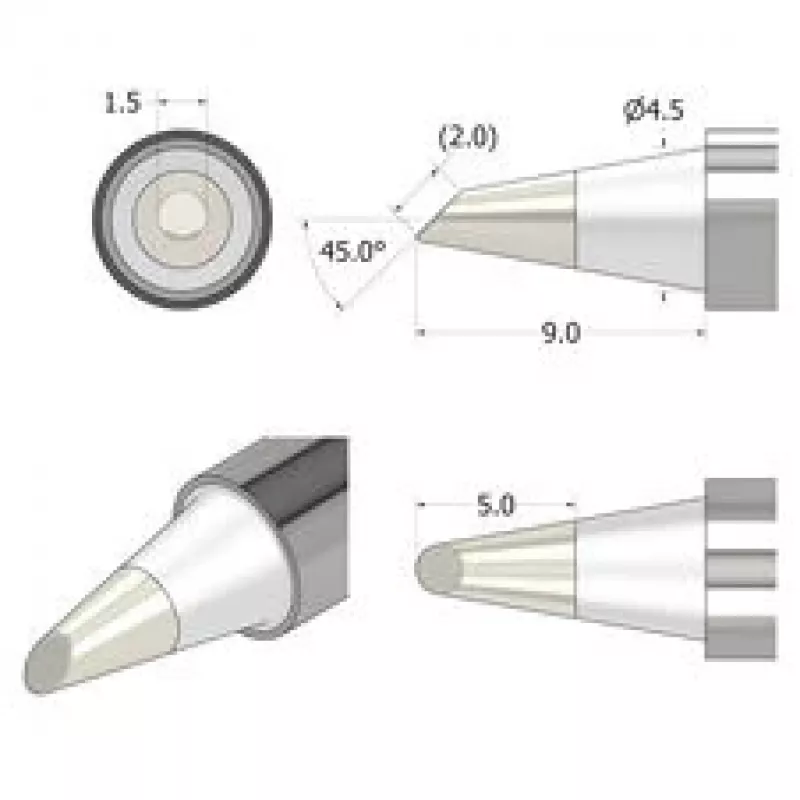 iFixit FixHub litavimo antgalis kūginis-kaltas 1,5 mm sidabrinis