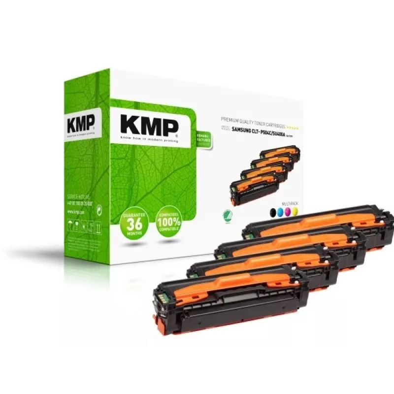 KMP Toner Combo Pack Compatible with Samsung CLT-K504S/CLT-C504S/CLT-Y504S/CLT-M504S Black, Cyan, Magenta, Yellow 4-Pack