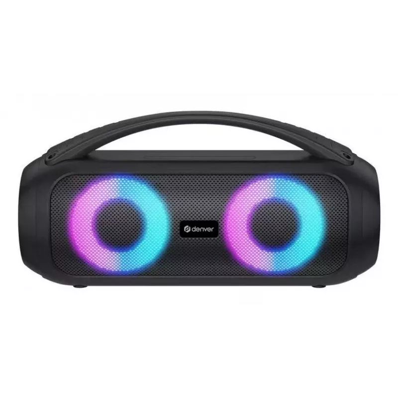 Denver BTG-618 Nešiojamas Bluetooth vakarėlių garsiakalbis 200W su LED lemputėmis, juodas