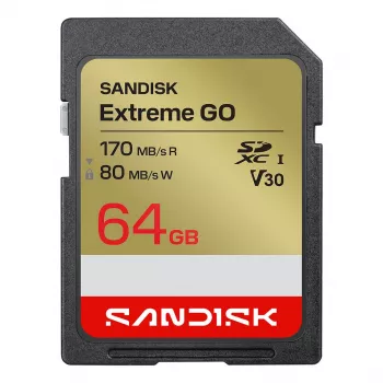 SanDisk Extreme Go SDXC 64GB UHS-I atminties kortelė (170 MB/s skaitymas, V30, 4K)