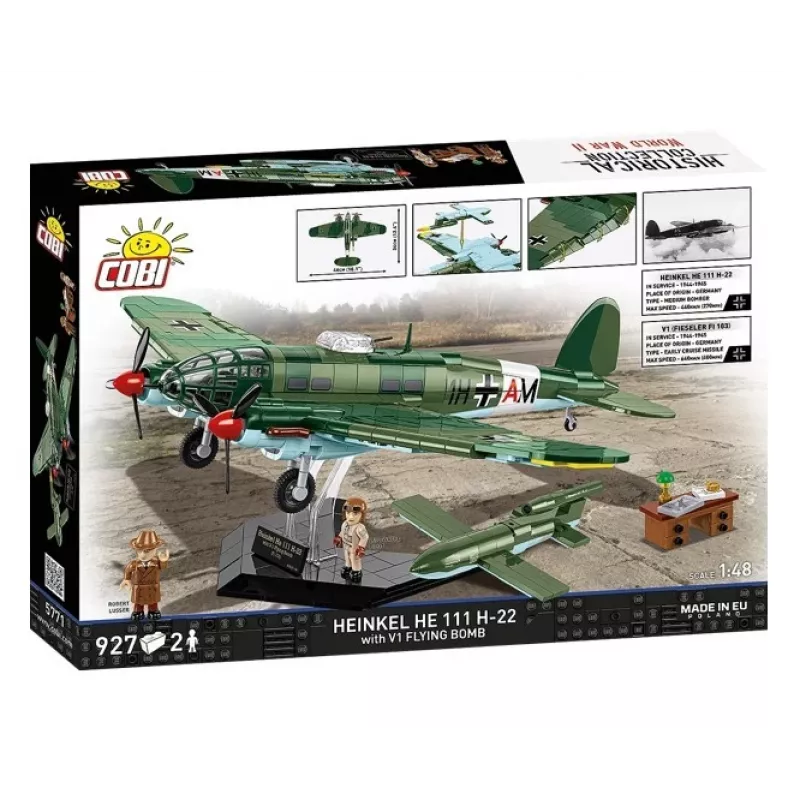 COBI Heinkel HE 111 H-22 su V1 skraidančiąja bomba konstrukcinių blokelių rinkinys, 927 dalys