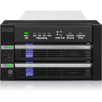 ICY BOX FatCage 2x 2.5/3.5 SATA HDD/SSD RAID 1 in 5.25 Bay Black/Silver