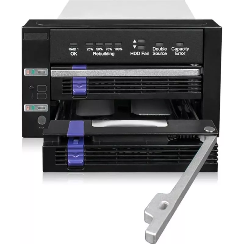 ICY BOX FatCage 2x 2.5/3.5 SATA HDD/SSD RAID 1 in 5.25 Bay Black/Silver