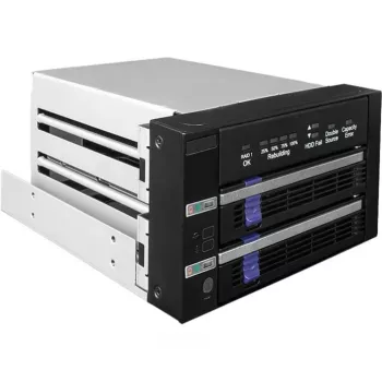 ICY BOX FatCage 2x 2.5/3.5 SATA HDD/SSD RAID 1 in 5.25 Bay Black/Silver