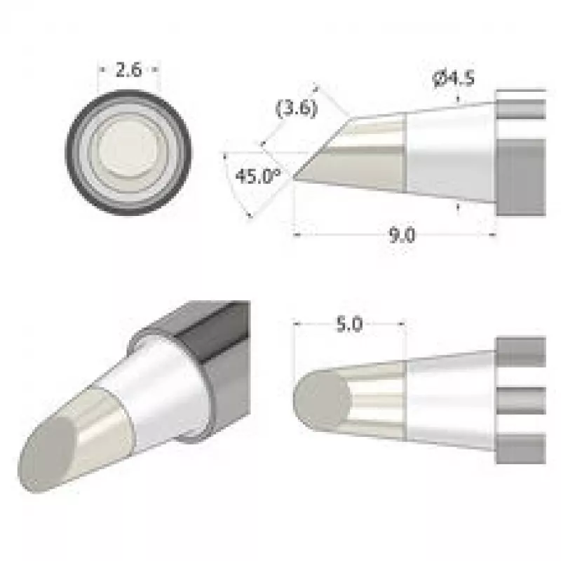 iFixit FixHub litavimo antgalis kūginis-kaltas 2,6 mm sidabrinis