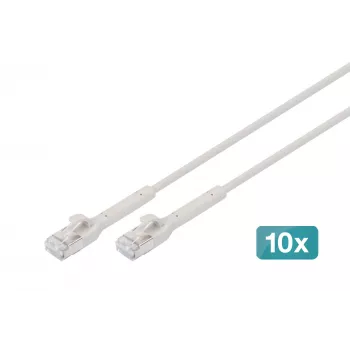 DIGITUS CAT 6A F-FTP Angled Patch Cable, Copper, 1.5 m, Grey, 10 Pieces