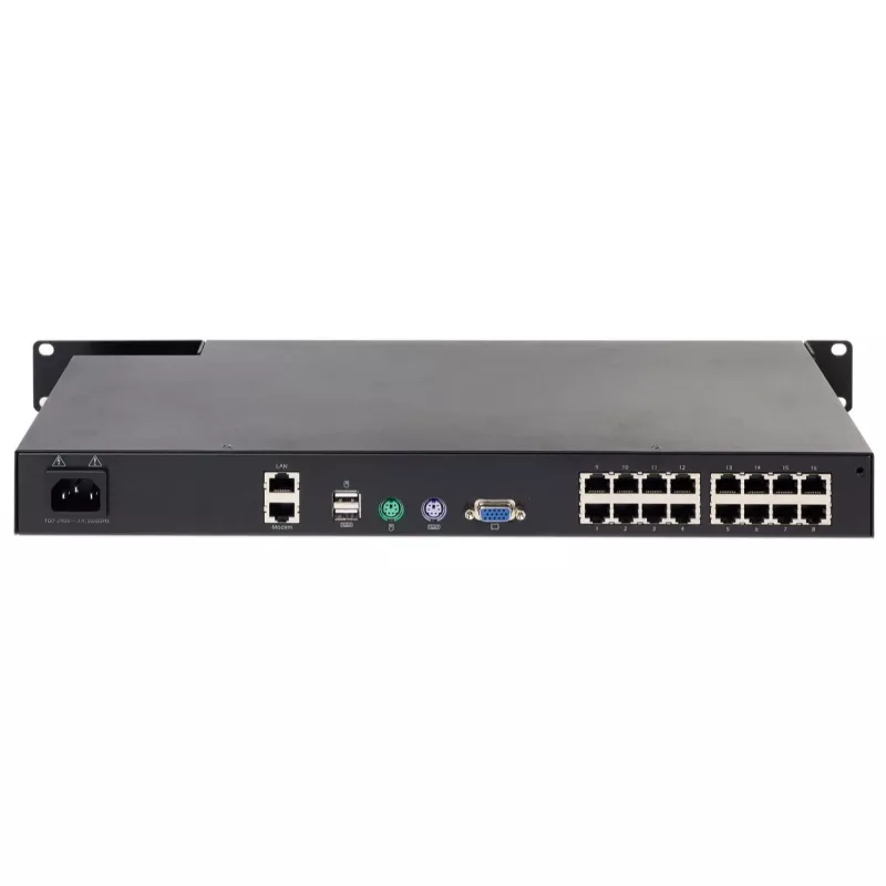 APC KVM1116R KVM Switch - 1 vietinis vartotojas, 16 prievadų, VGA, USB, 1U montavimas į stelažą
