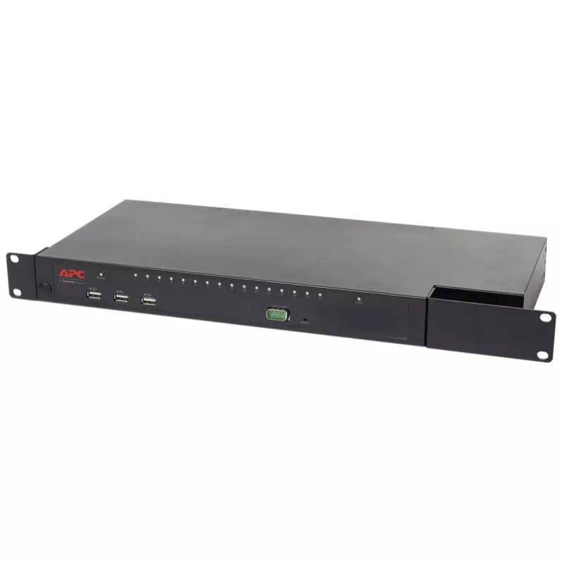 APC KVM1116R KVM Switch - 1 vietinis vartotojas, 16 prievadų, VGA, USB, 1U montavimas į stelažą