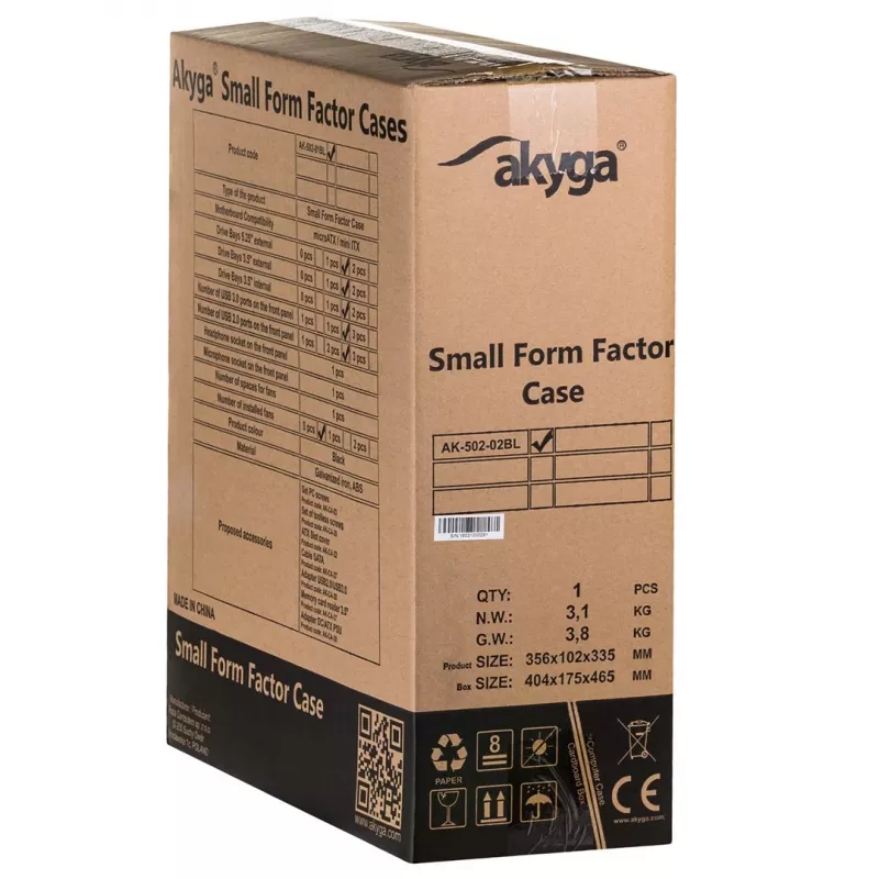 Akyga AK-502-02BK Midi Tower kompiuterio korpusas juodas