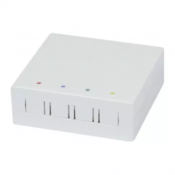 Synergy 21 FTTH sieninė dėžė 4 SC-S arba LC-D adapteriams, 80x80mm su kabelių valdymu, DIN-bėgelis/siena, užspaudimas