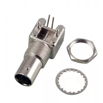 EFB-Elektronik BNC Female Jack PCB Mount 50 Ohm Full Metal Right-Angle Coaxial Connector (52594.1)
