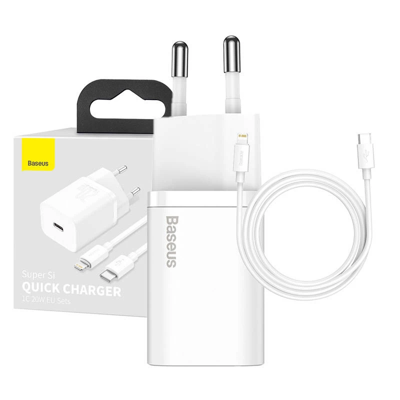 Baseus Super Si Quick Charger 20W USB-C su kabeliu (balta)