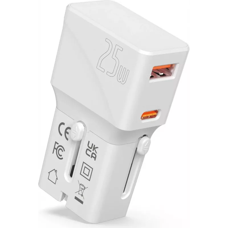 VALUE USB kelioninis įkroviklis, EU/UK/US, 2x USB (A+C), 25W
