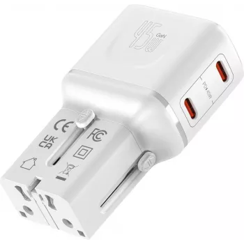 VALUE USB kelioninis įkroviklis, EU/UK/US, 2x USB-C, 45W