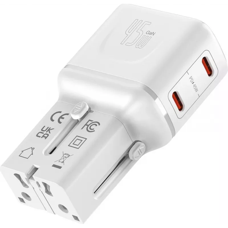VALUE USB kelioninis įkroviklis, EU/UK/US, 2x USB-C, 45W