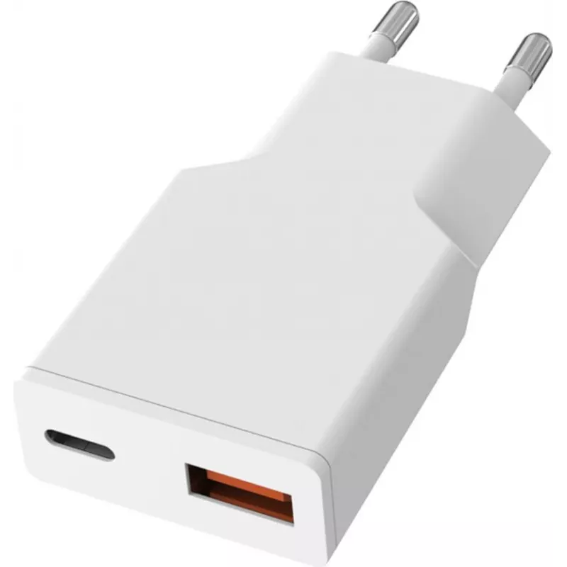 VALUE USB sieninis įkroviklis, EU kištukas, 2x USB (A+C), 20W