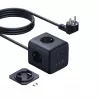 Baseus EnerFill FA11 67W Maitinimo lizdų kubas su 3 EU kištukiniais lizdais, 2 USB-C ir 1 USB-A, 1,5 m kabeliu, juodas