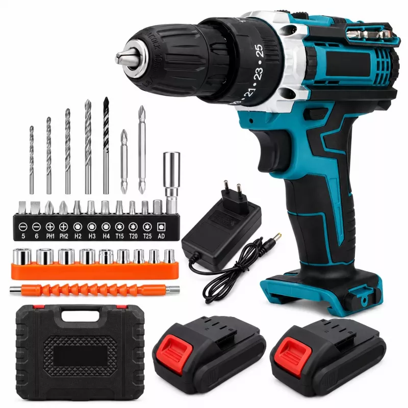 EXTRALINK TOOLS Belaidis gręžtuvas-suktuvas Mėlynas + 2 baterijos