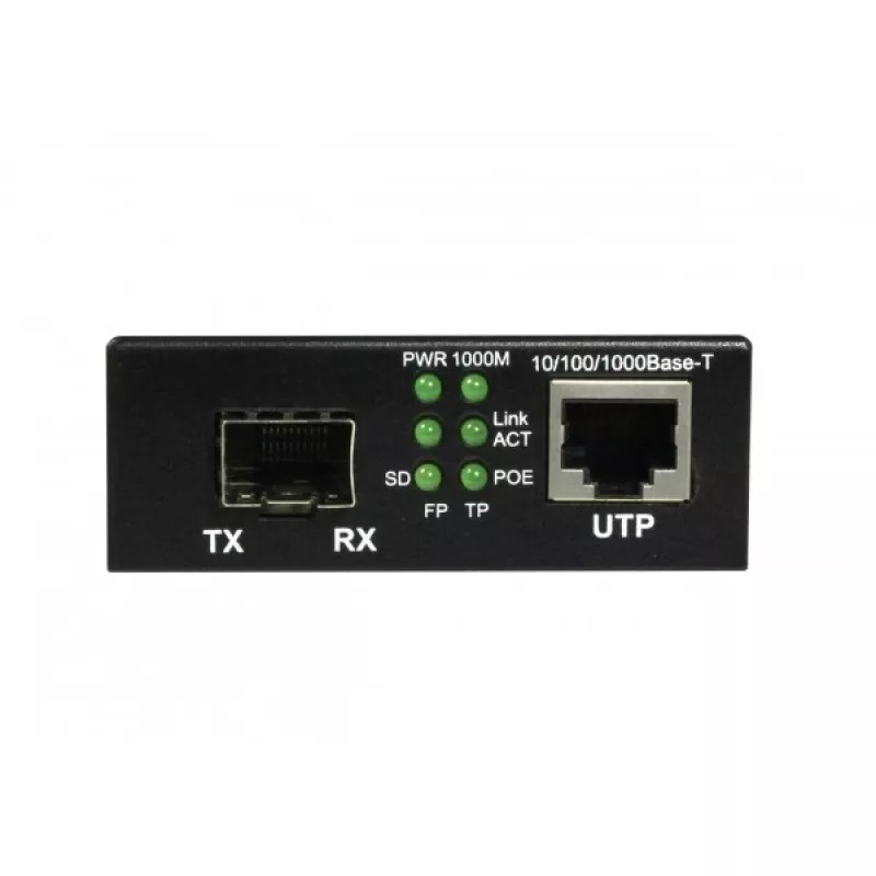 ALLNET PoE Media Converter 10/100/1000Base-T į 1000Base-SX/LX SFP Mini-GBIC, vienmodis/daugiamodis, 15.4W/30W PoE, ALL-MC202P-SFP1-PoE