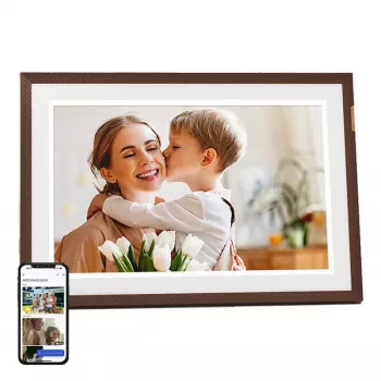 ARZOPA D10 10.1 inch skaitmeninis rėmelis (tamsiai rudas) - 1280x800 IPS jutiklinis ekranas, 32GB, Wi-Fi