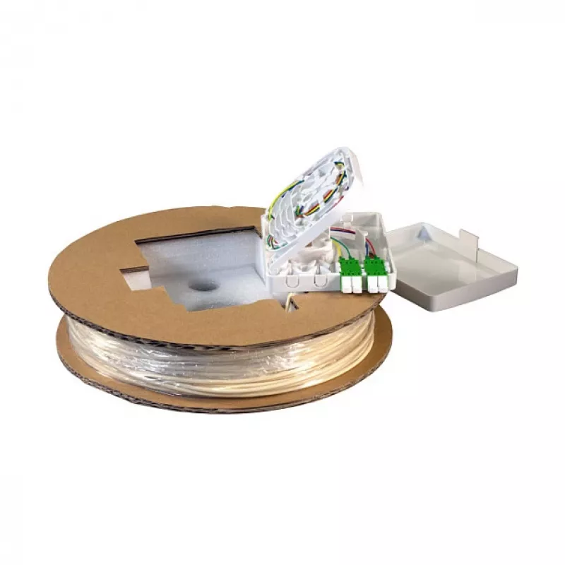 EFB Electronics FTTX kompaktinė dėžutė, iš anksto surinkta, 2xLC/APC Duplex, G.657.A2, 50 m