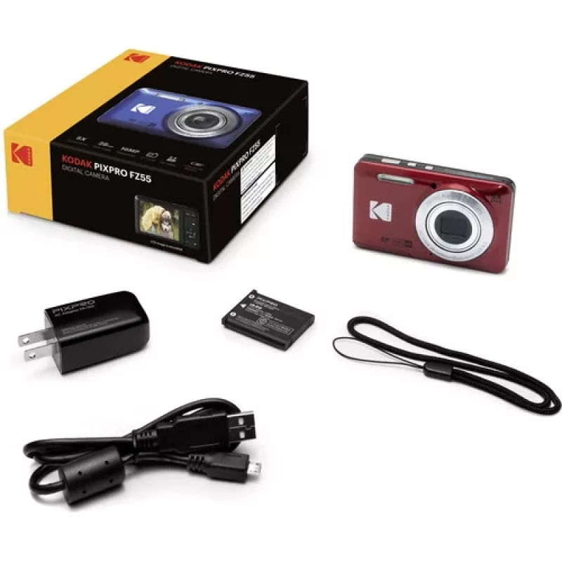 Kodak PIXPRO FZ55 16MP Compact Camera 5x Optical Zoom 2.7 inch LCD Red