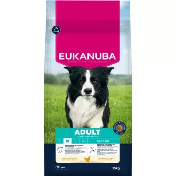 EUKANUBA Sausas šunų maistas suaugusiems vidutinių veislių šunims, vištiena, 15 kg