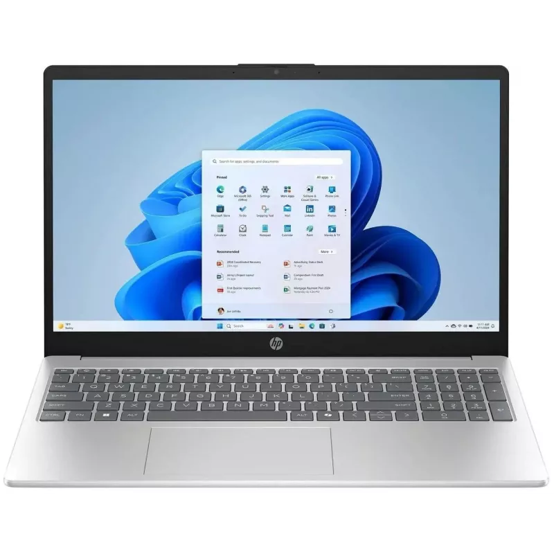 HP 15-fd0154wm nešiojamas kompiuteris, 15,6 inch FHD jutiklinis, Intel Core i5-1334U, 12 GB DDR4, 512 GB SSD, Intel Iris Xe, Windows 11 Home, Natural Silver (perpakiruotas) 2Y