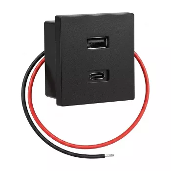 Shelly USB Charger Black - Flush-Mount USB-A Charger for Smart Home