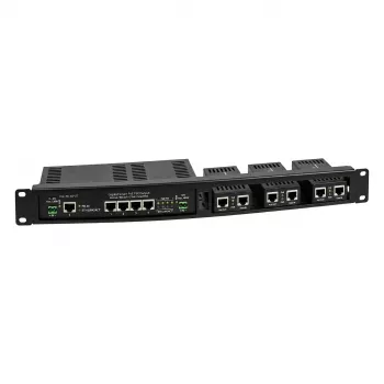 ALLNET 4-Port Gigabit LT-PoE 90W Unmanaged Switch su 19 inch 1HE Patch Panel