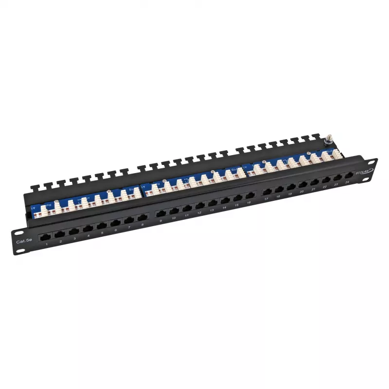 EFB-Elektronik ECOLAN Patch Panel UTP 24xRJ45 Cat.5e 19 inch 1U RAL 9005 Black