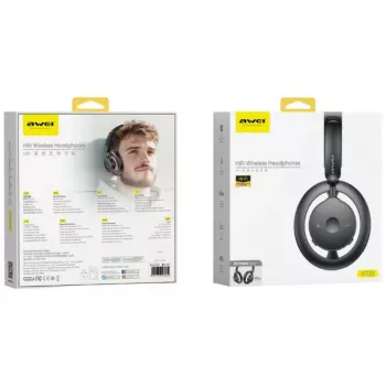AWEI AT33 Bluetooth 6.0 belaidės ausinės per ausį - juodos