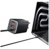 USAMS JC Series CC266 65W GaN Greitasis Įkroviklis 2xUSB-C 1xUSB-A su Integruotu USB-C Kabeliu 1,5m Baltas
