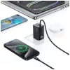 USAMS JC Series CC266 65W GaN Greitasis Įkroviklis 2xUSB-C 1xUSB-A su Integruotu USB-C Kabeliu 1,5m Baltas