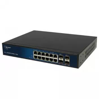 ALLNET ALL-SG8616PMJ-10G Layer 2+ valdomas jungiklis, 16 prievadų (12x GbE, 4x SFP+), PoE biudžetas 130W, 8x PoE+, montuojamas į stelažą