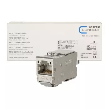 METZ CONNECT C6Amodul 180° RJ45 Keystone modulis Cat.6A STP (12 vnt. pakuotė) - Metalinis