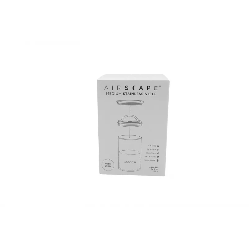 Airscape® nerūdijančio plieno aromato indas, vidutinis, matinė balta