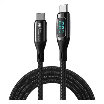 Good Connections USB 2.0 įkrovimo ir duomenų kabelis 100W su skaitmeniniu ekranu USB-C į USB-C 1m juodas